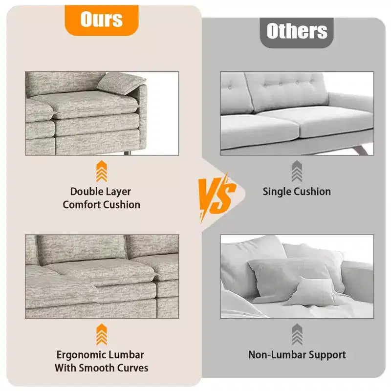 108 XL Modular Sectional Sofa, Deep Seat Modern Chenille L-Shaped Cloud Couch for 4 with Movable Ottoman, Versatile Sectional for Living Room