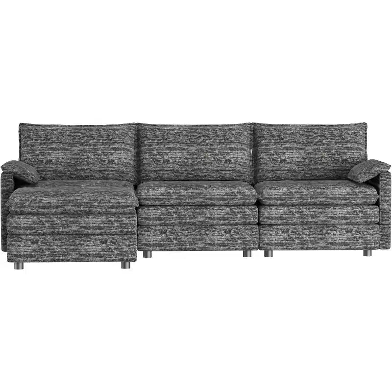 108 XL Modular Sectional Sofa, Deep Seat Modern Chenille L-Shaped Cloud Couch for 4 with Movable Ottoman, Versatile Sectional for Living Room