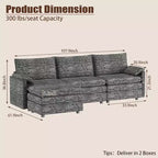 108 XL Modular Sectional Sofa, Deep Seat Modern Chenille L-Shaped Cloud Couch for 4 with Movable Ottoman, Versatile Sectional for Living Room