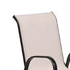 Royal Hampton Outdoor Stacking Chair Set of 2, Beige Mesh Fabric, Black Metal