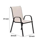 Royal Hampton Outdoor Stacking Chair Set of 2, Beige Mesh Fabric, Black Metal
