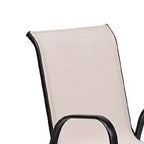 Royal Hampton Outdoor Stacking Chair Set of 2, Beige Mesh Fabric, Black Metal