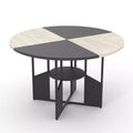 59-inch round wooden dining table for 4-6 people, featuring a base and adjustable legs. Space-saving, farmhouse style, suitable for the living room