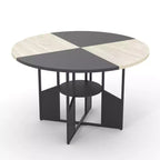 59-inch round wooden dining table for 4-6 people, featuring a base and adjustable legs. Space-saving, farmhouse style, suitable for the living room