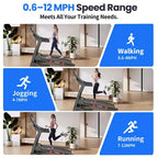 5HP Foldable Treadmill for Home w/ 15% Auto Incline, 400lbs Capacity, 10MPH Portable Treadmill, 64+7 Programs, Personalized Workout with APP