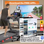 Tapis Roulant Pieghevole da Casa 5.1HP con Inclinazione Automatica 20%, Capacità 136-181 kg, Supporto iPad Regolabile, Velocità 19 km/h, 71 Programmi, Cinghie per Ginocchia in Omaggio
