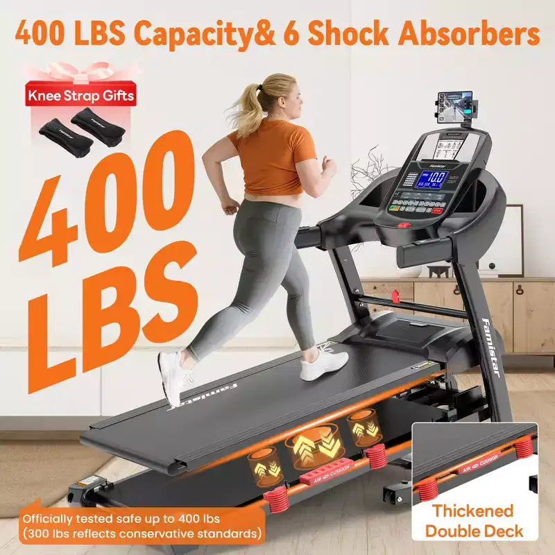 Tapis Roulant Pieghevole da Casa 5.1HP con Inclinazione Automatica 20%, Capacità 136-181 kg, Supporto iPad Regolabile, Velocità 19 km/h, 71 Programmi, Cinghie per Ginocchia in Omaggio