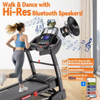 Tapis Roulant Pieghevole da Casa 5.1HP con Inclinazione Automatica 20%, Capacità 136-181 kg, Supporto iPad Regolabile, Velocità 19 km/h, 71 Programmi, Cinghie per Ginocchia in Omaggio