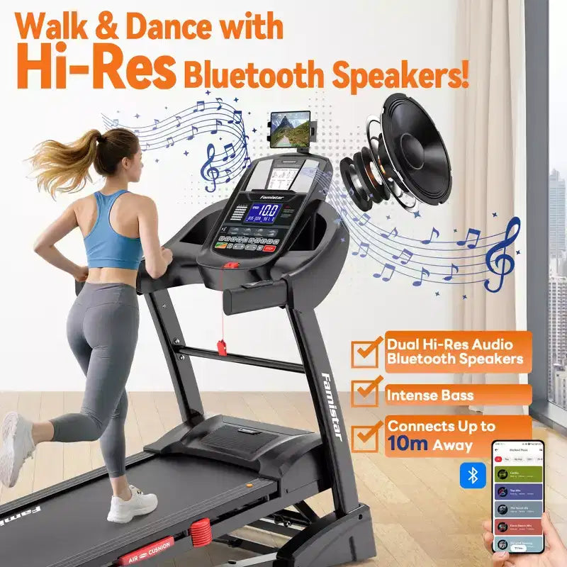 Tapis Roulant Pieghevole da Casa 5.1HP con Inclinazione Automatica 20%, Capacità 136-181 kg, Supporto iPad Regolabile, Velocità 19 km/h, 71 Programmi, Cinghie per Ginocchia in Omaggio