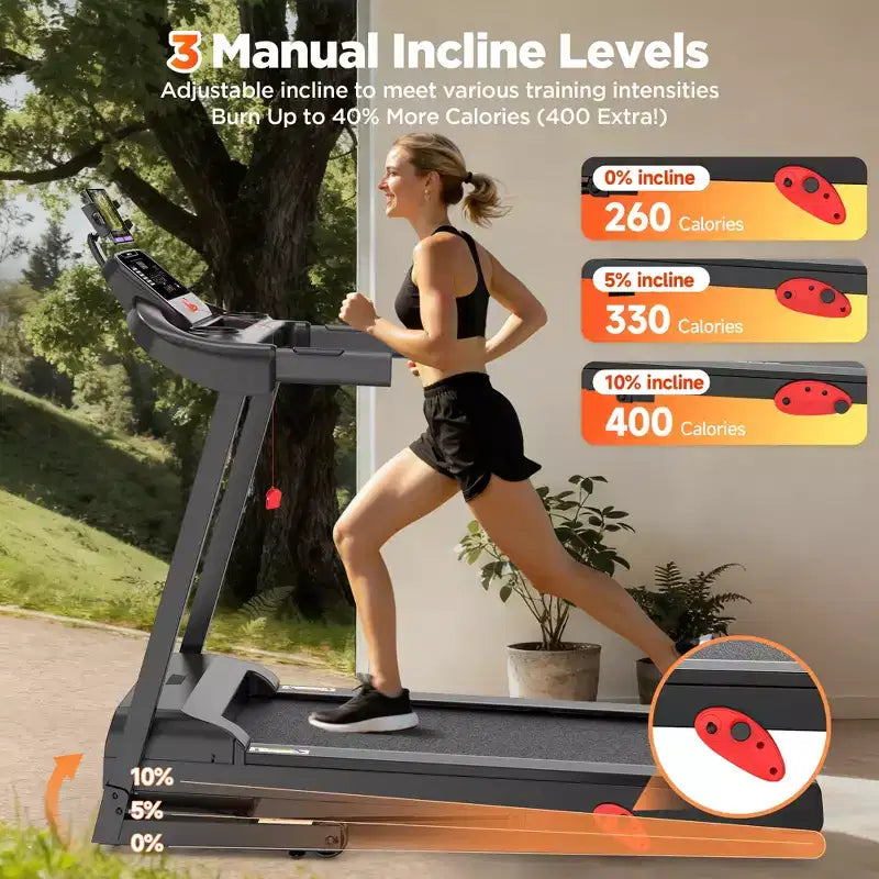 Tapis Roulant Pieghevole con Inclinazione, Tapis Roulant da Casa da 3,5 HP con Capacità di 150 kg, 71 Programmi