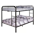 Royal Hampton Twin Over Twin Bunk Bed, Black Metal Frame, Attached Side Ladder