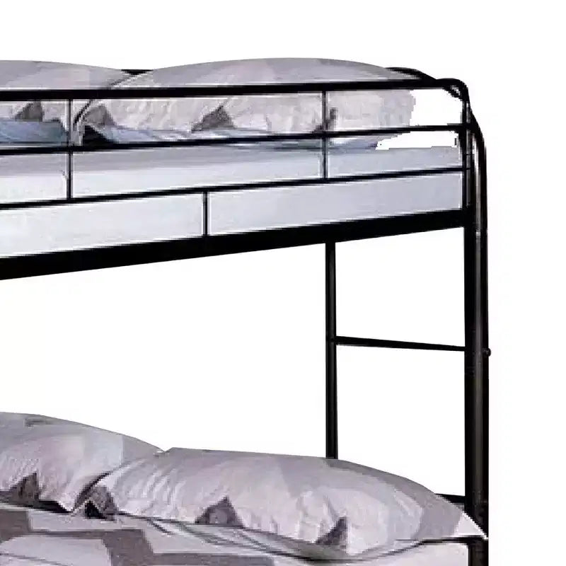 Letto a castello Royal Hampton Twin Over Twin, struttura in metallo nero, scaletta laterale incorporata