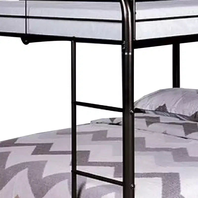 Letto a castello Royal Hampton Twin Over Twin, struttura in metallo nero, scaletta laterale incorporata