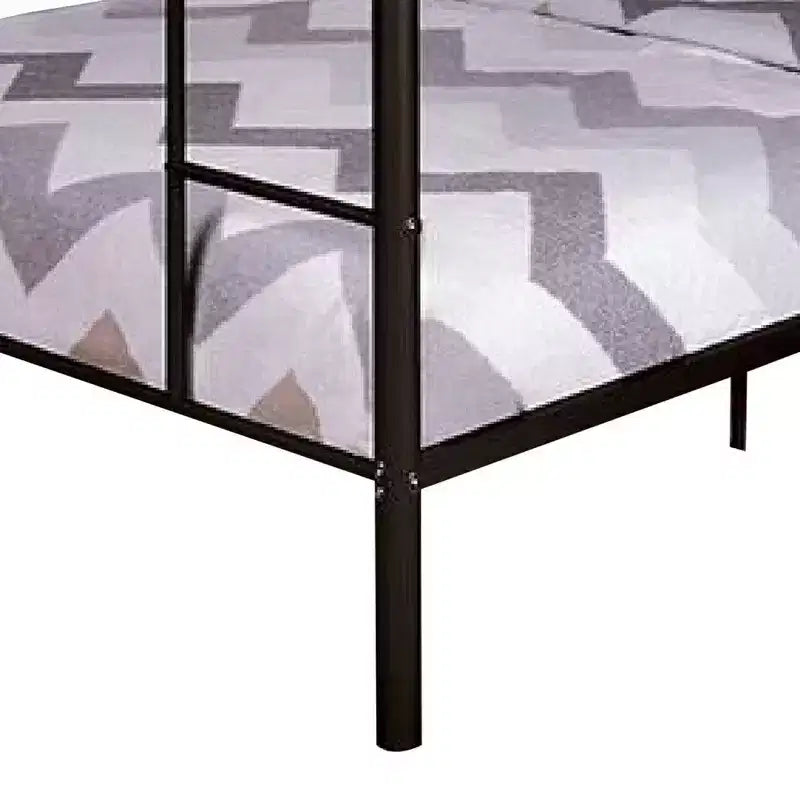Letto a castello Royal Hampton Twin Over Twin, struttura in metallo nero, scaletta laterale incorporata