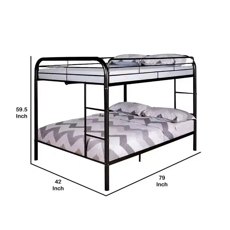 Letto a castello Royal Hampton Twin Over Twin, struttura in metallo nero, scaletta laterale incorporata