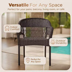 Arro Bistro Stacking Chairs, Mocha, Wicker Construction, Indoor & Outdoor - 4 Piece Set