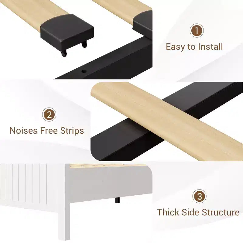 Letto Imbottito con Contenitore, Struttura in Metallo con Supporto a Doghe in Legno, Nessuna Rete Necessaria, Facile Montaggio