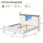 Letto Imbottito con Contenitore, Struttura in Metallo con Supporto a Doghe in Legno, Nessuna Rete Necessaria, Facile Montaggio
