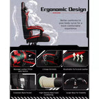 Yaheetech Sedia Gaming Ergonomica in Pelle PU con Braccioli Imbottiti, Sedia da Ufficio Direzionale per Computer