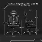 Yaheetech Sedia Gaming Ergonomica in Pelle PU con Braccioli Imbottiti, Sedia da Ufficio Direzionale per Computer