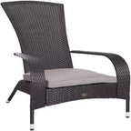 Balkene Home 62430 Coconino Wicker Chair All Weather Lightweight Durable Adirondack Style Chair Grey Outdoor Cushion Included - Black