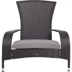 Balkene Home 62430 Coconino Wicker Chair All Weather Lightweight Durable Adirondack Style Chair Grey Outdoor Cushion Included - Black