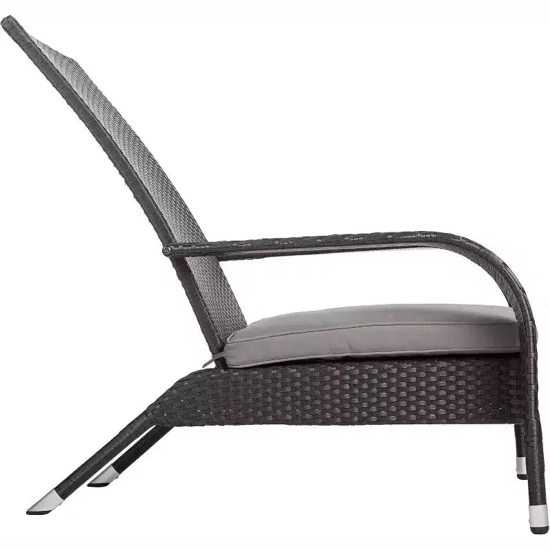 Balkene Home 62430 Coconino Wicker Chair All Weather Lightweight Durable Adirondack Style Chair Grey Outdoor Cushion Included - Black