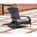 Balkene Home 62430 Coconino Wicker Chair All Weather Lightweight Durable Adirondack Style Chair Grey Outdoor Cushion Included - Black