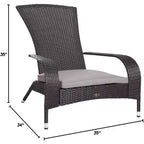 Balkene Home 62430 Coconino Wicker Chair All Weather Lightweight Durable Adirondack Style Chair Grey Outdoor Cushion Included - Black