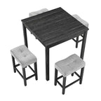 Okak 5-Piece Farmhouse Style Bar Dining Table Set & Bar Stools for Kitchen,Dining Room,Vintage Dinette Set with Solid Wood Frame