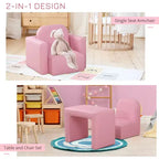 Whisen Set Tavolo e Sedia Trasformabile Multifunzione 2-in-1 per Bambini, Regalo per Bambini e Bambine di 3 Anni - Rosa