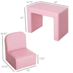 Whisen Set Tavolo e Sedia Trasformabile Multifunzione 2-in-1 per Bambini, Regalo per Bambini e Bambine di 3 Anni - Rosa