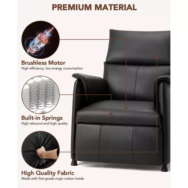 Single sofa, recliner with memory function, PU leather, home theater seat, suitable for living room and office.