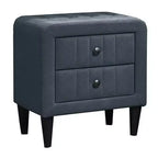 Royal Hampton Nightstand, 2 Drawers, 22 Inch Upholstered in Charcoal Gray Linen