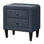 Royal Hampton Nightstand, 2 Drawers, 22 Inch Upholstered in Charcoal Gray Linen