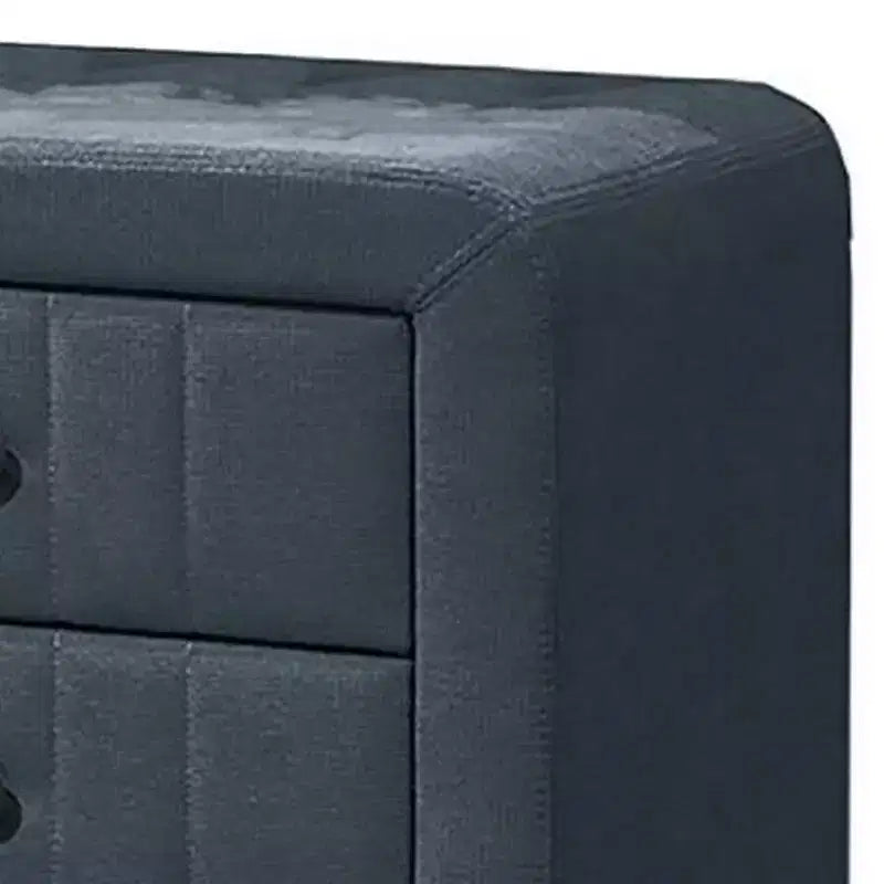 Royal Hampton Nightstand, 2 Drawers, 22 Inch Upholstered in Charcoal Gray Linen