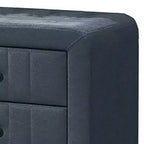 Royal Hampton Nightstand, 2 Drawers, 22 Inch Upholstered in Charcoal Gray Linen