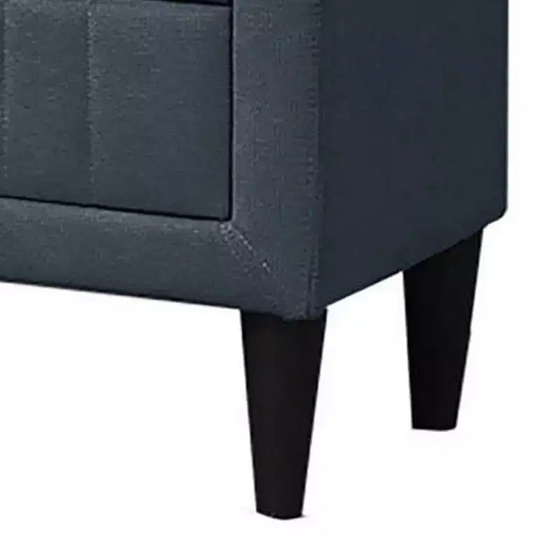 Royal Hampton Nightstand, 2 Drawers, 22 Inch Upholstered in Charcoal Gray Linen