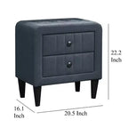 Royal Hampton Nightstand, 2 Drawers, 22 Inch Upholstered in Charcoal Gray Linen