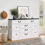 9 Farmhouse Dresser with Charging Station & Metal Handle, Wooden Tv Stand with Dressers