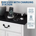 9 Farmhouse Dresser with Charging Station & Metal Handle, Wooden Tv Stand with Dressers