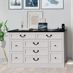 9 Farmhouse Dresser with Charging Station & Metal Handle, Wooden Tv Stand with Dressers