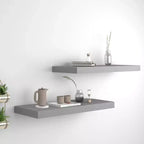 Wall Shelf Set of 2 Gray Honeycomb MDF, metal Medium Wall Shelf