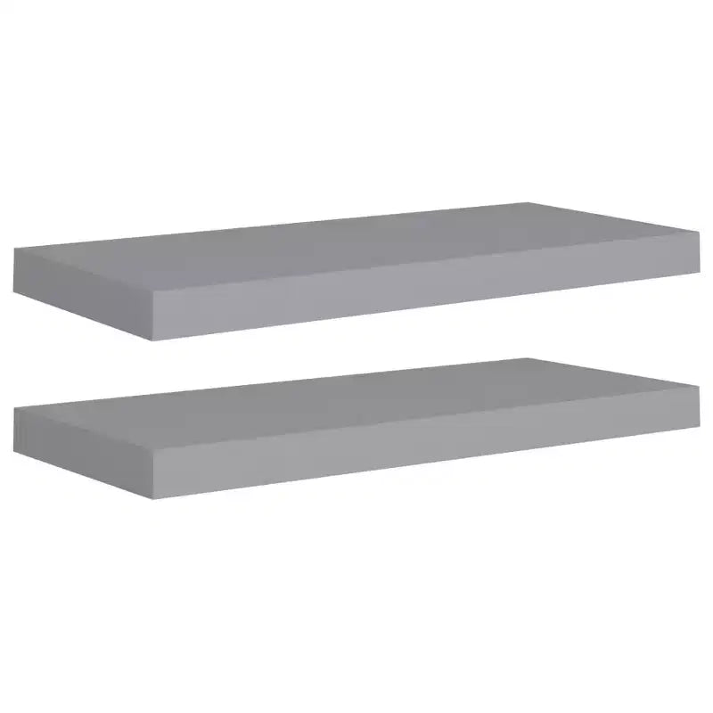 Wall Shelf Set of 2 Gray Honeycomb MDF, metal Medium Wall Shelf
