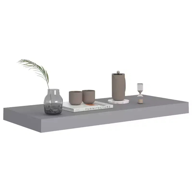 Wall Shelf Set of 2 Gray Honeycomb MDF, metal Medium Wall Shelf