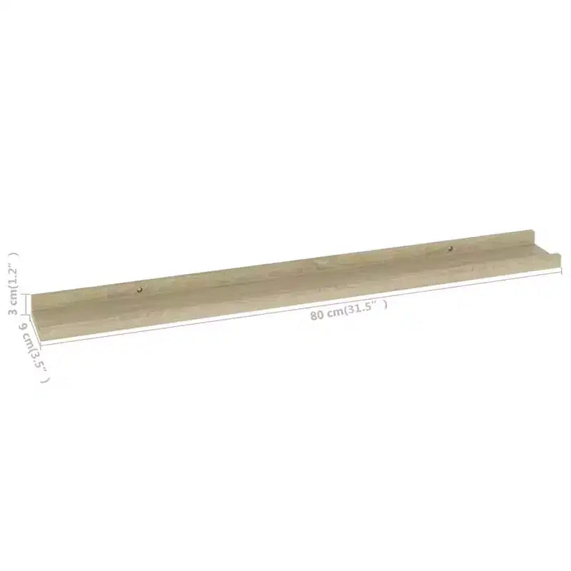 Wall Shelf Set of 4 Sonoma oak MDF 31.5 in x 3.5 in x 1.2 in