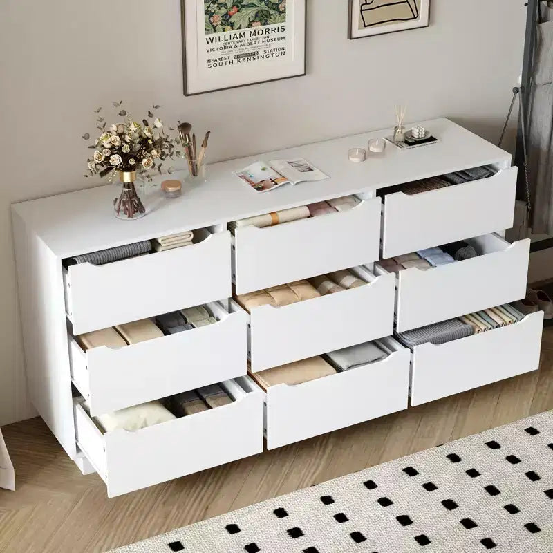 GDFStudio Theo Cassettiera Moderna in Legno a 9 Cassetti, 160 cm