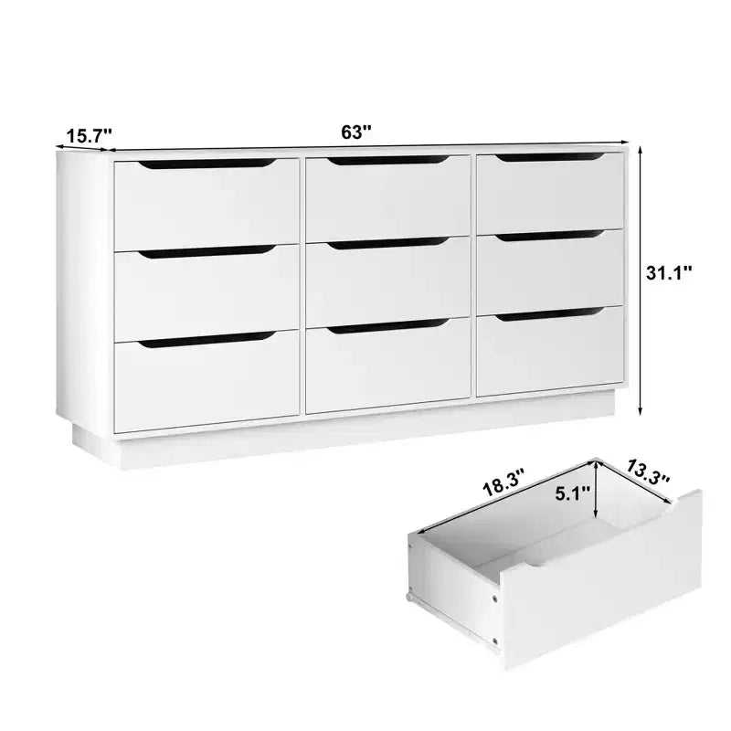 GDFStudio Theo Cassettiera Moderna in Legno a 9 Cassetti, 160 cm