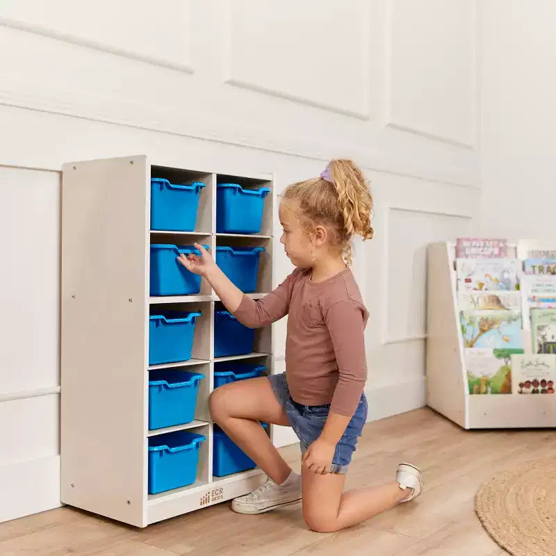 ECR4Kids 10 Cubby Mobile Tray Cabinet and 10 Scoop Front Bins, 5x2, Kids Furniture