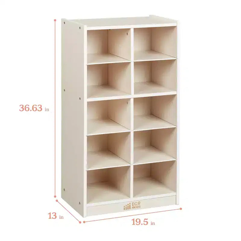 ECR4Kids 10 Cubby Mobile Tray Cabinet and 10 Scoop Front Bins, 5x2, Kids Furniture